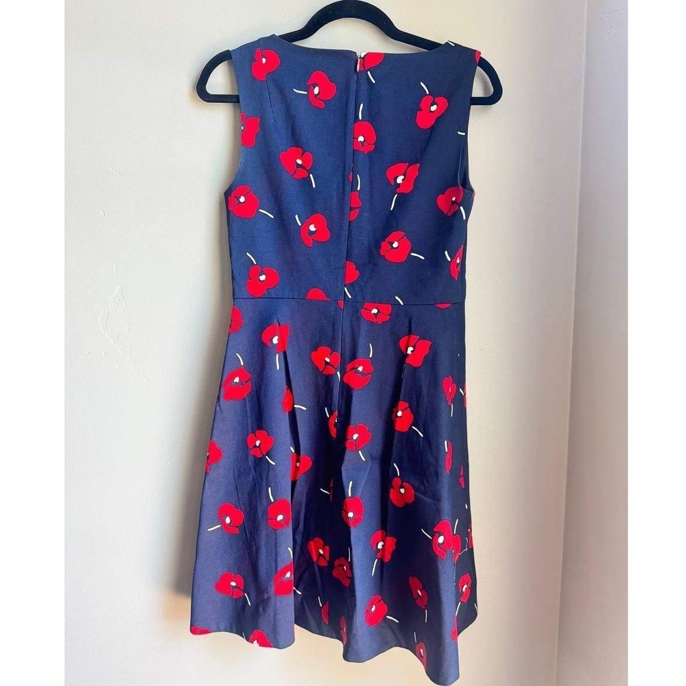 Draper James Navy Poppy Print Floral Fit Flare Skater Dress 4 Cottagecore Preppy - Picture 3 of 5